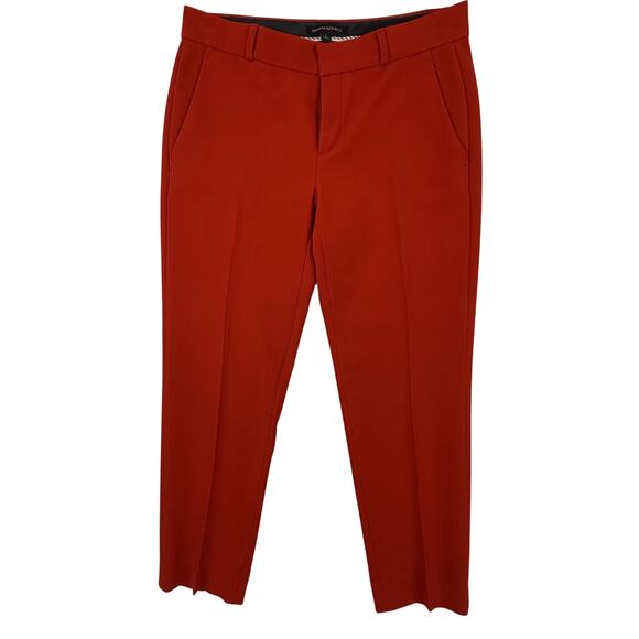 Banana Republic Avery Pants Womens 2 Red Crepe Mid Rise Straight Cropped Trouser - Picture 2 of 10
